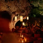 Kinugawa Rive Gauche terrace illuminated at night