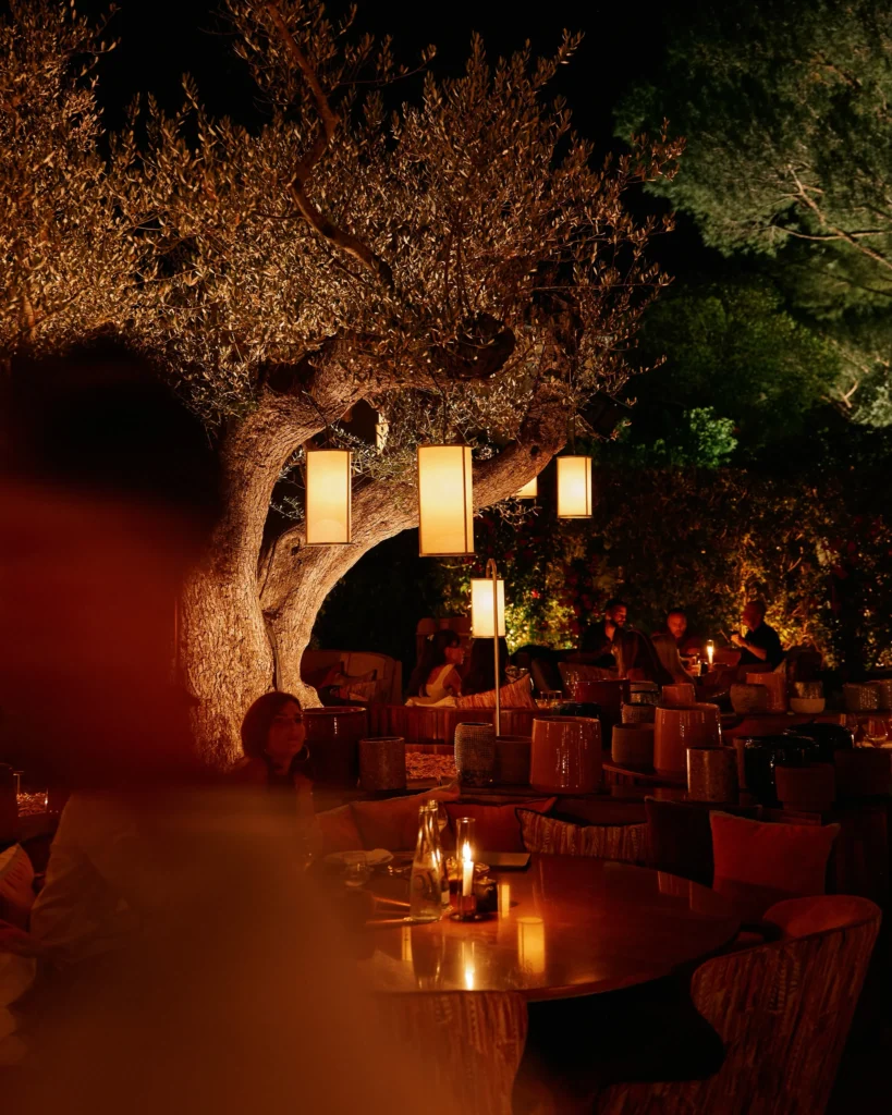 Kinugawa Rive Gauche terrace illuminated at night