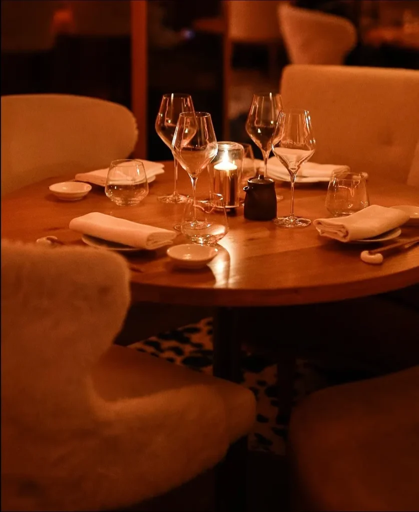 Elegant dining table set inside Kinugawa Rive Gauche