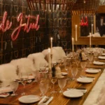 Elegant table setting inside La Ferme Saint-Amour Courchevel