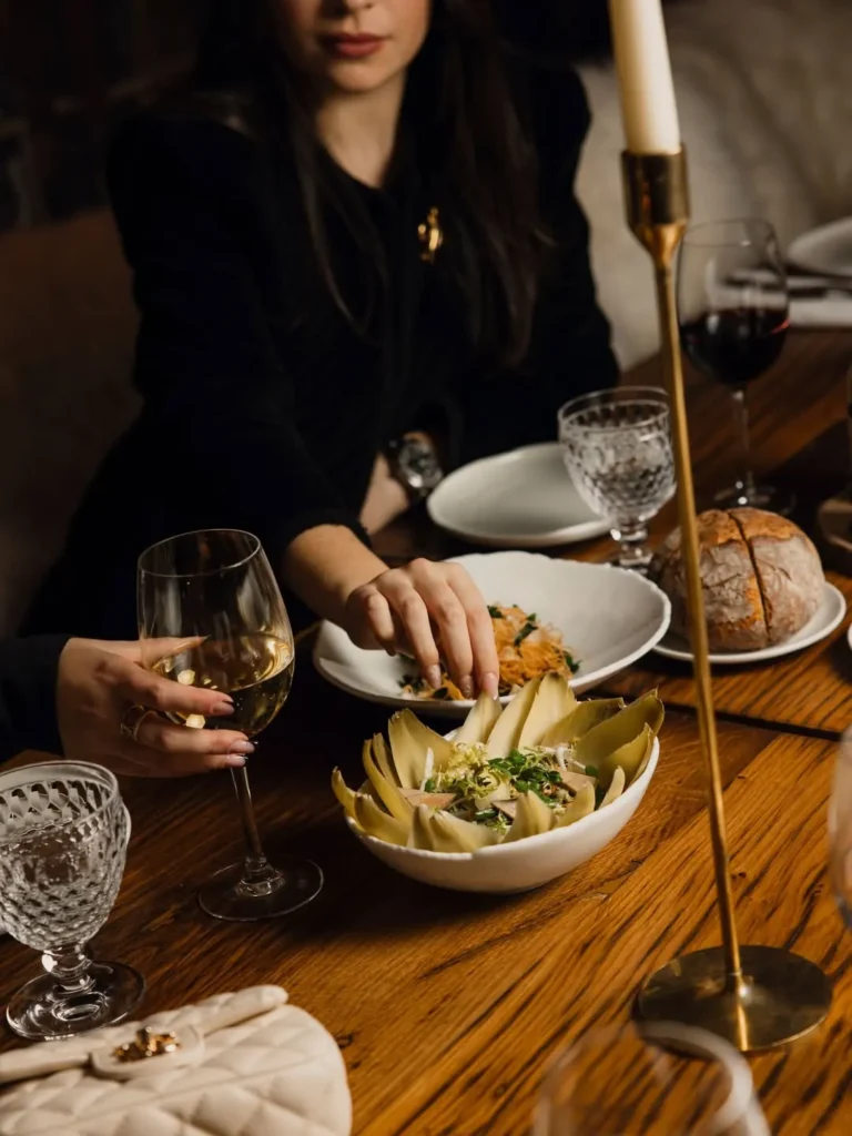 Gourmet dining experience with multiple dishes at La Ferme Saint-Amour Courchevel