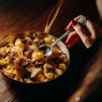 Gourmet pasta dish served at La Ferme Saint-Amour Courchevel