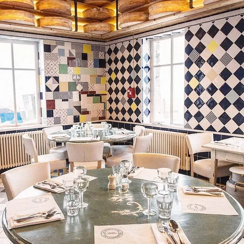 Elegant dining room interior at La Folie Douce Méribel