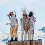 Performers entertaining guests in the snow at La Folie Douce Méribel