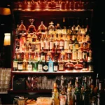 Well-stocked cocktail bar at La Mangeoire Courchevel