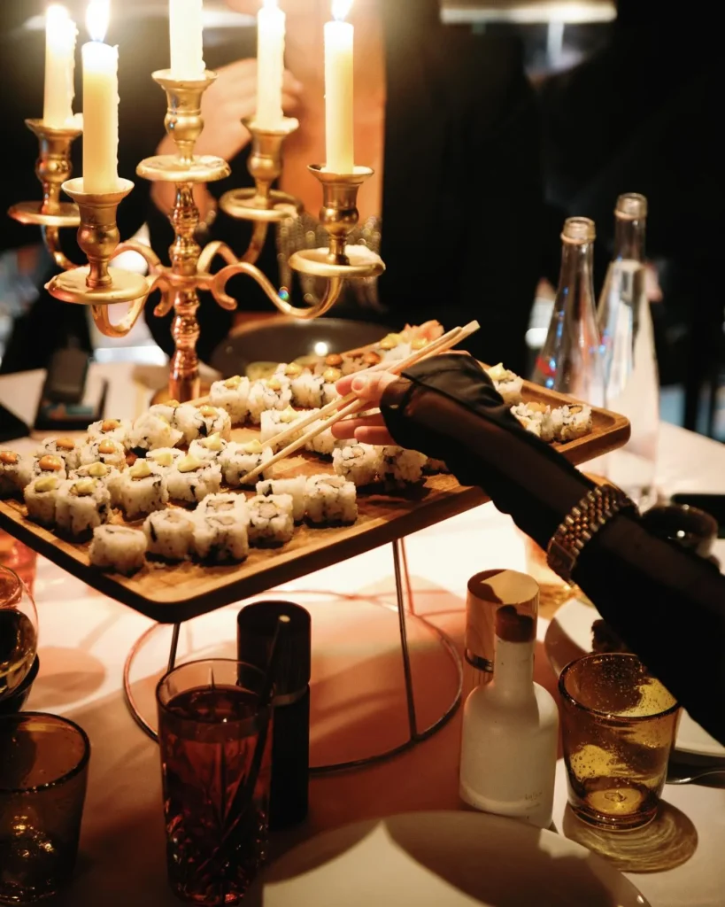 Gourmet canapes presented at La Mangeoire Courchevel