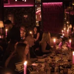 Candlelit dining room at La Mangeoire Courchevel