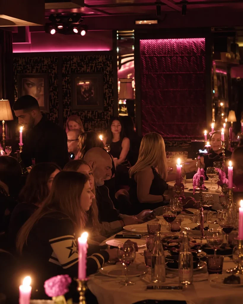 Candlelit dining room at La Mangeoire Courchevel