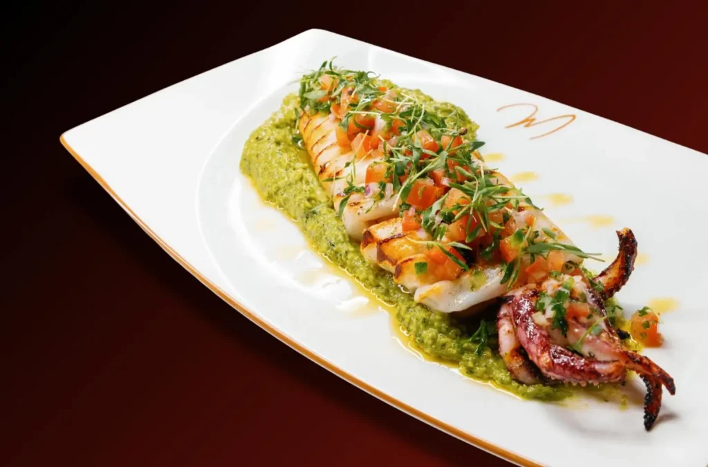 Refined seafood dish served at La Mangeoire Courchevel