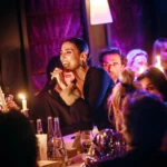 Live entertainment and guests enjoying the atmosphere at La Mangeoire Courchevel
