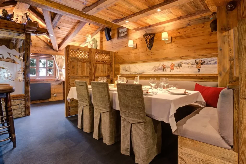 Traditional alpine dining room at La Saulire Courchevel