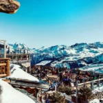 Panoramic alpine mountain view from La Soucoupe Courchevel