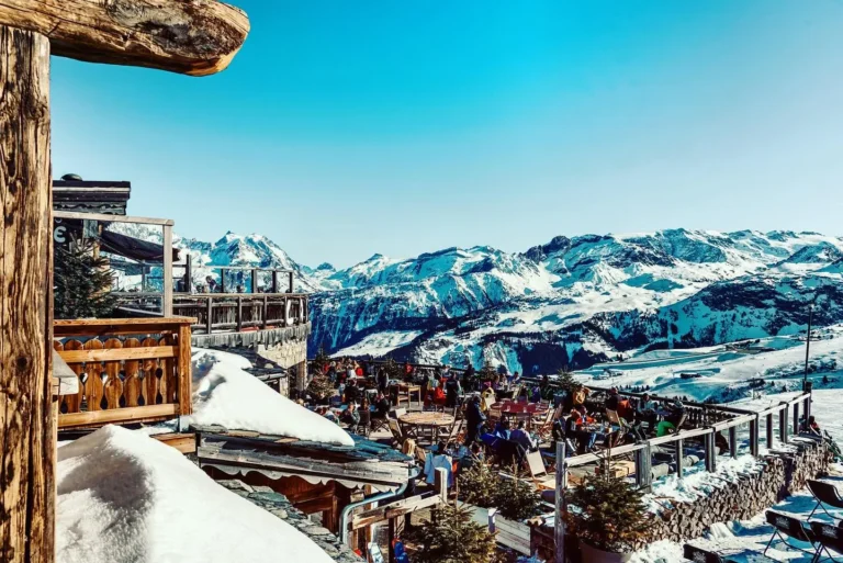 Panoramic alpine mountain view from La Soucoupe Courchevel