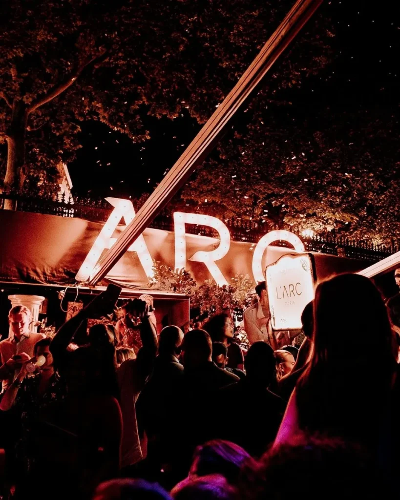 Lively crowd gathered inside L'Arc Paris nightclub