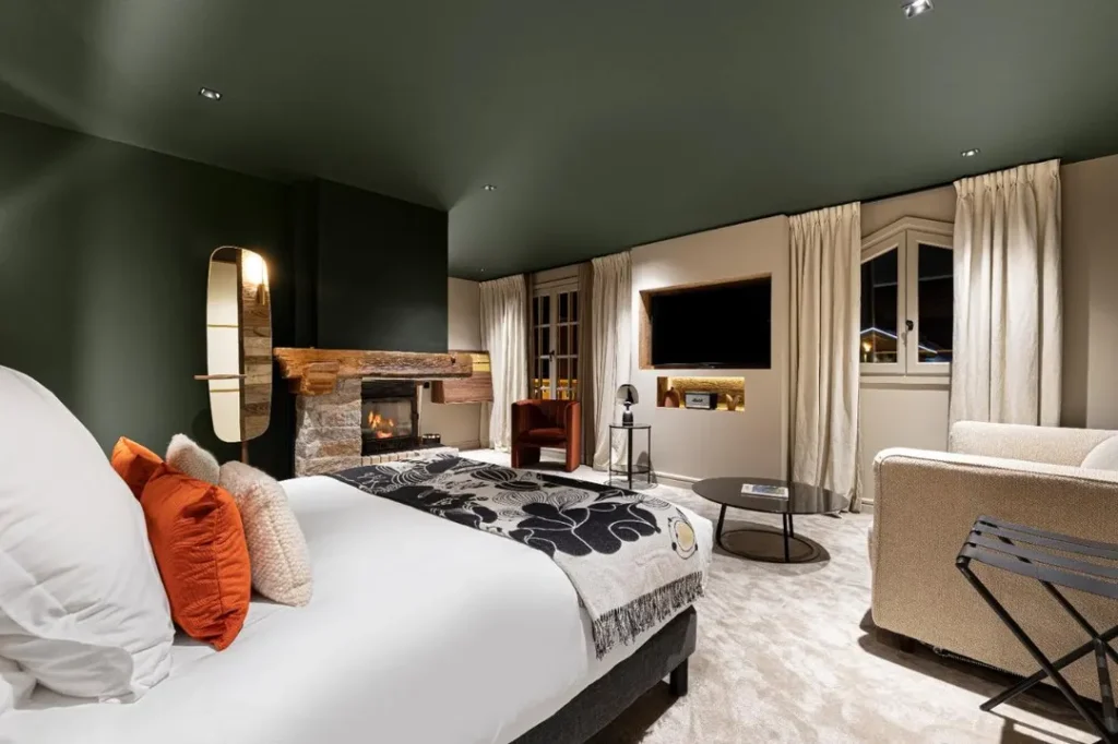 Elegant hotel bedroom at Le Chabichou Courchevel
