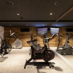 Fitness room with exercise equipment at Le Chabichou Courchevel