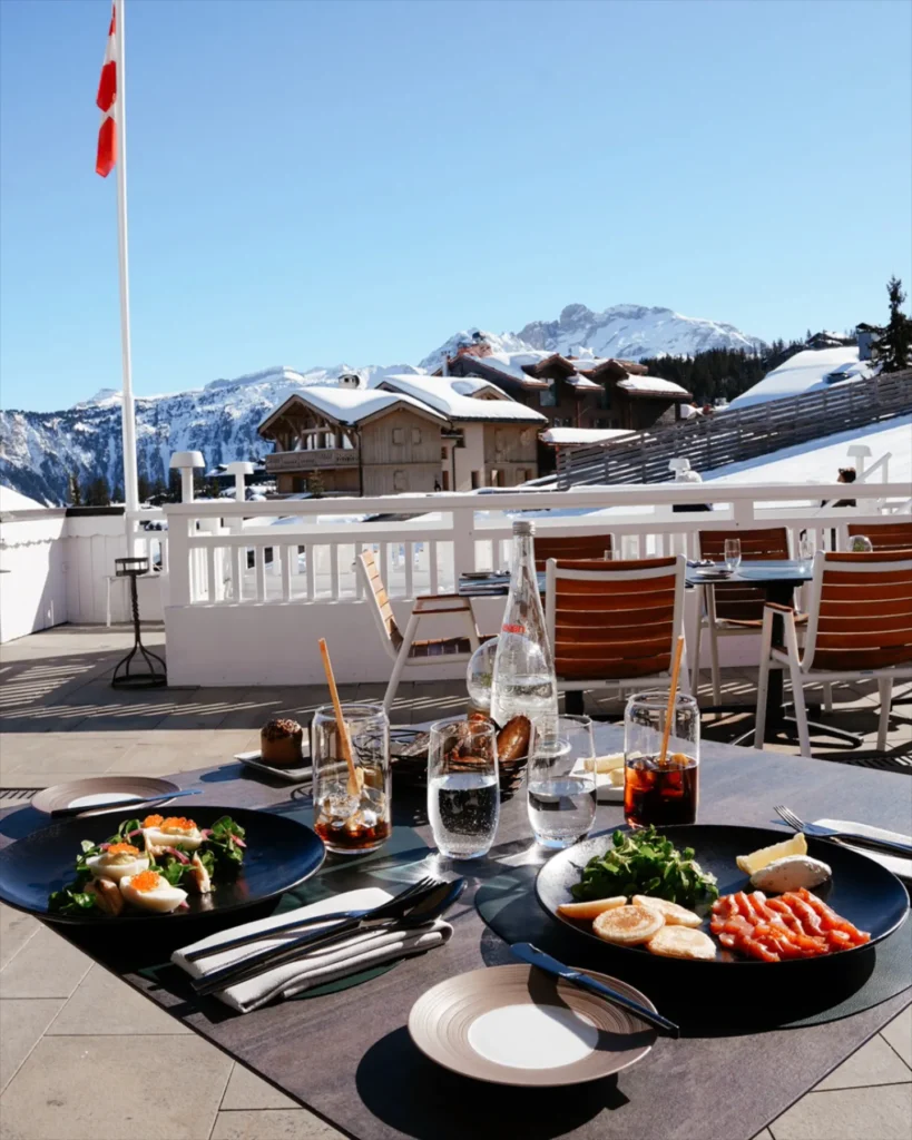 Fine dining dish served on a terrace at Le Chabichou Courchevel