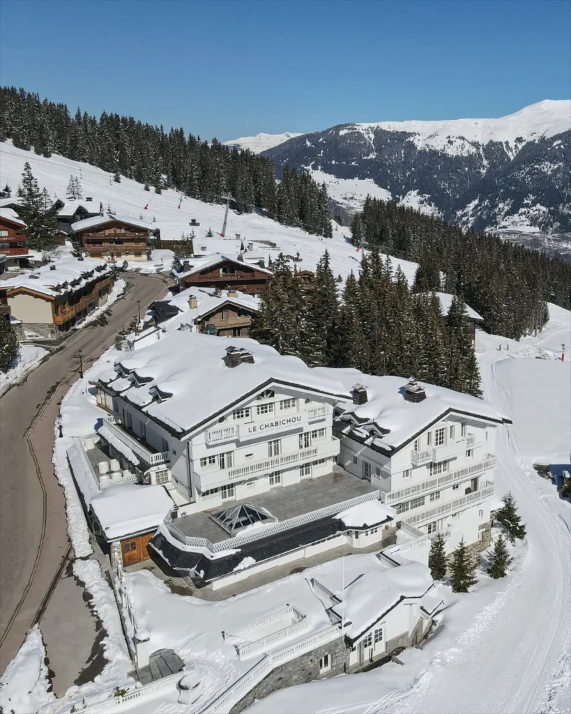 Panoramic snowy mountain view from Le Chabichou Courchevel