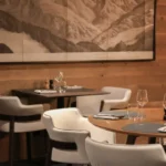 Le Chabichou restaurant dining area with alpine decor