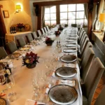 Long elegant dining table inside Le Genepi Courchevel