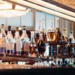Elegant bar and drinks area at Le Relais Plaza in Paris