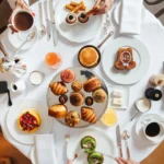 Breakfast spread served at Le Royal Monceau Paris