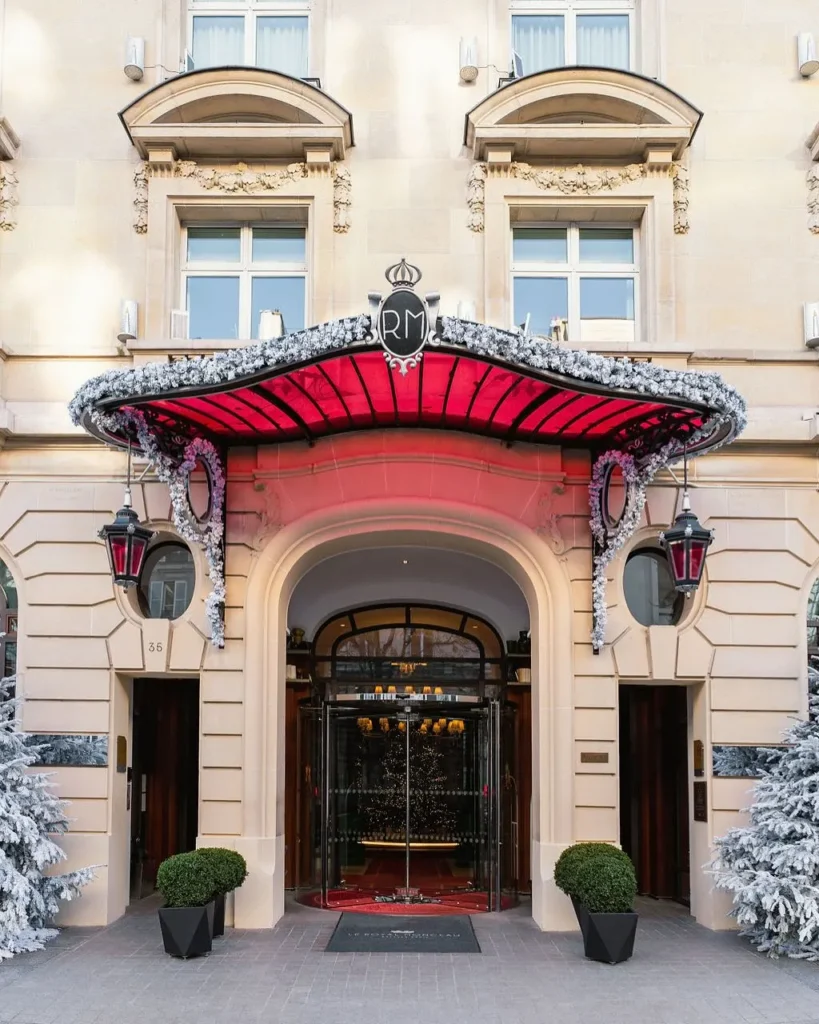 Grand entrance of Le Royal Monceau Paris