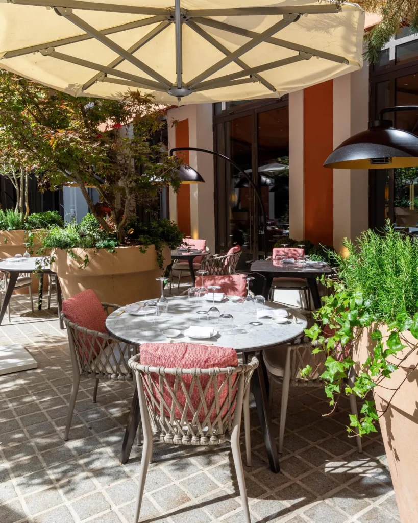 Outdoor garden terrace at Le Royal Monceau Paris