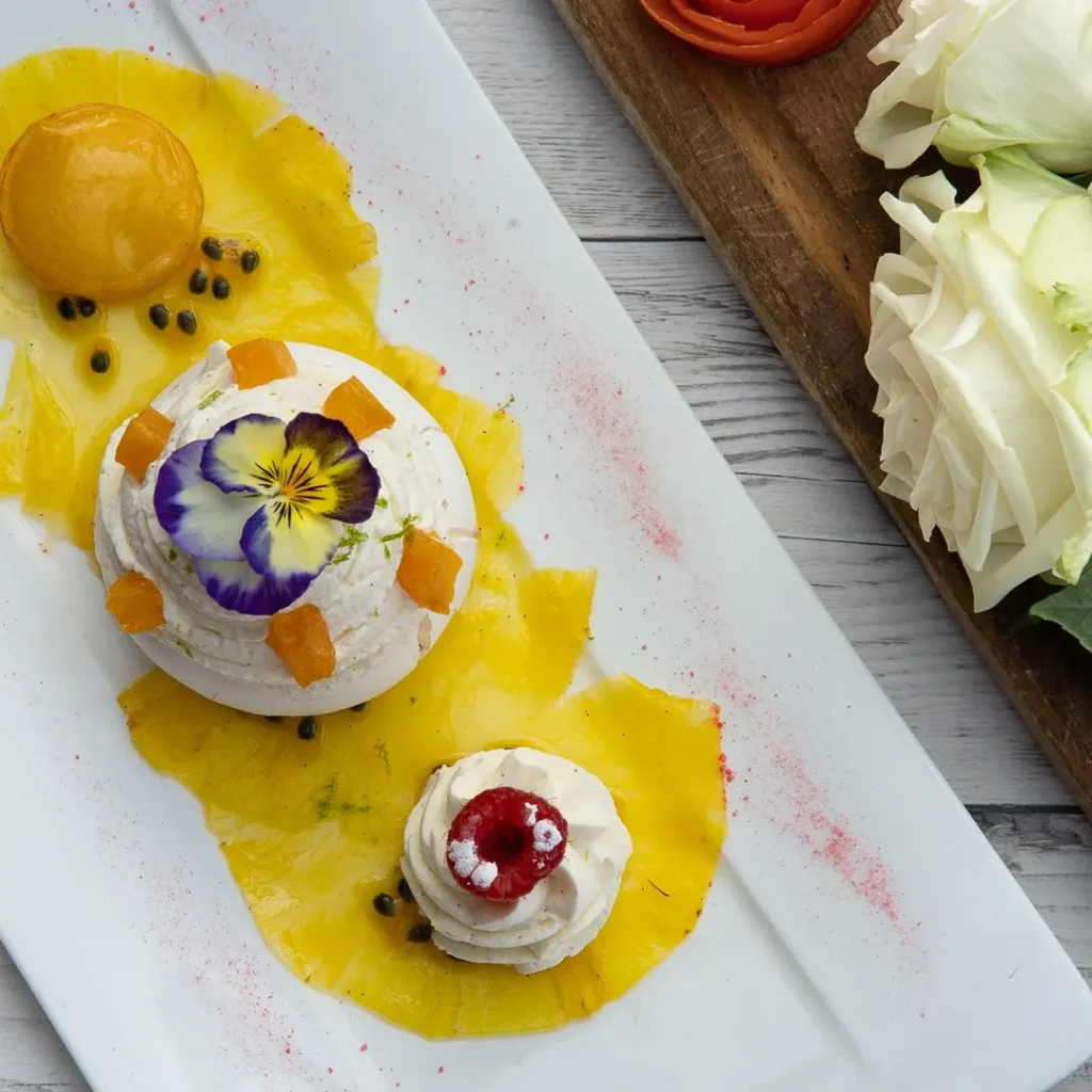 Colorful plated dessert served at Le Tremplin Courchevel