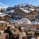 Le Tremplin Courchevel terrace overlooking the snowy mountain landscape