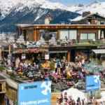 Le Tremplin Courchevel terrace overlooking the snowy ski resort