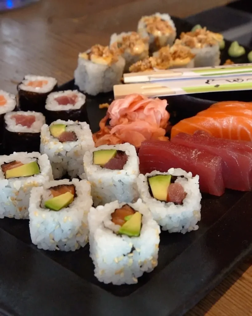 Assorted sushi and sashimi platter served at Le Tremplin Courchevel