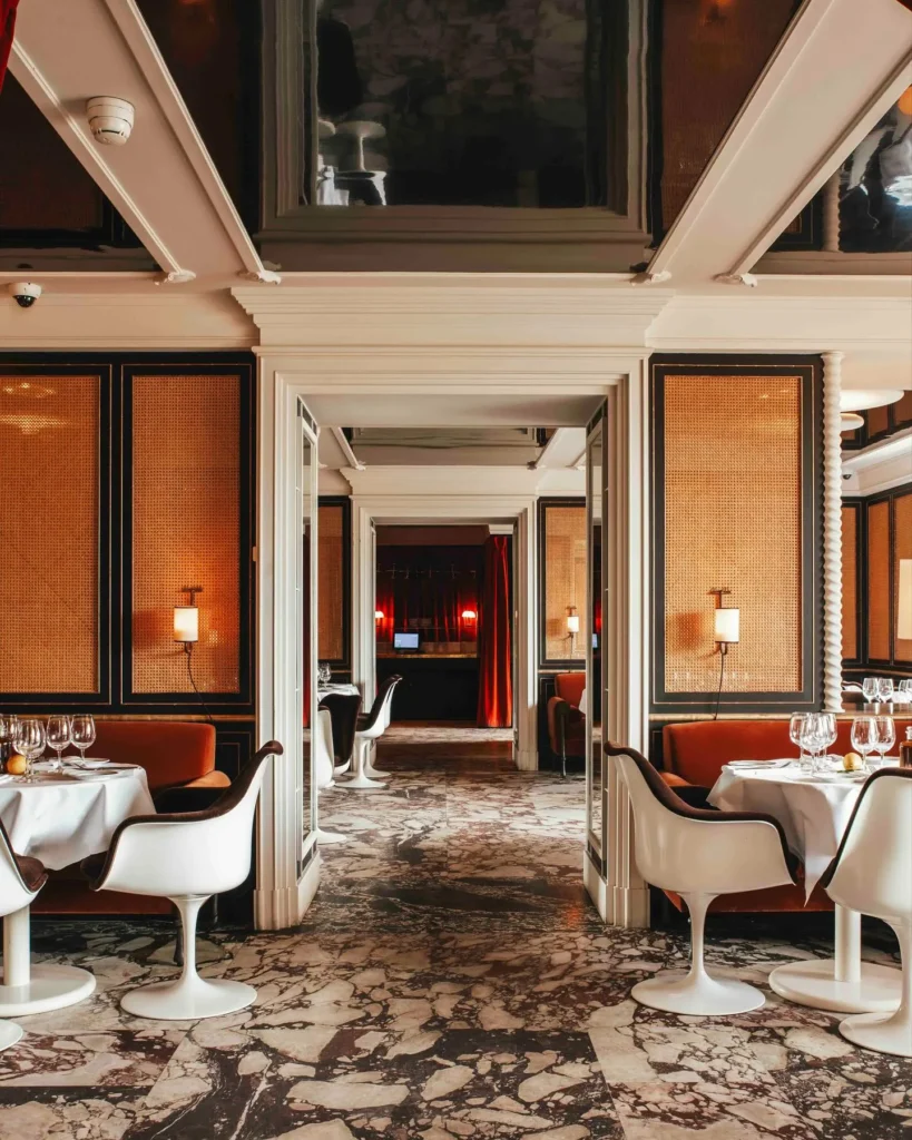 Elegant dining room corridor at Loulou Paris