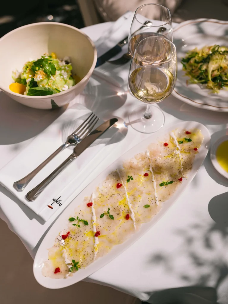 Gourmet seafood dish served at Loulou Paris