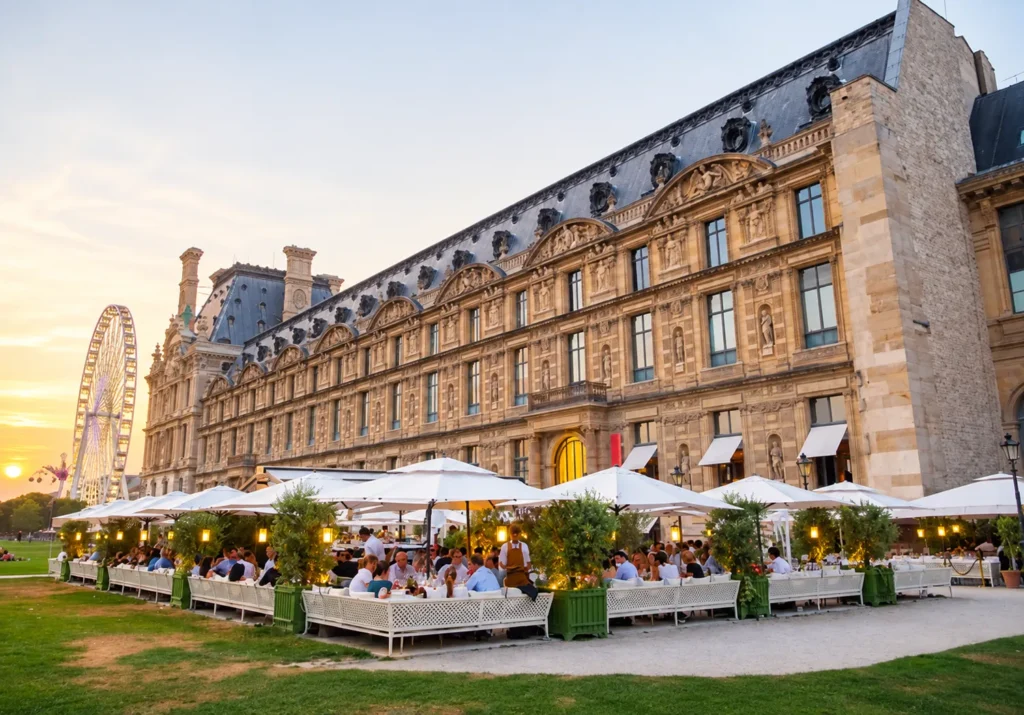 Loulou Paris restaurant terrace overlooking the Louvre gardens