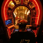 DJ booth beneath a glowing arch inside Pachamama Paris