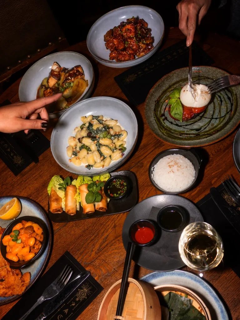 Selection of colorful dishes served at Pachamama Paris