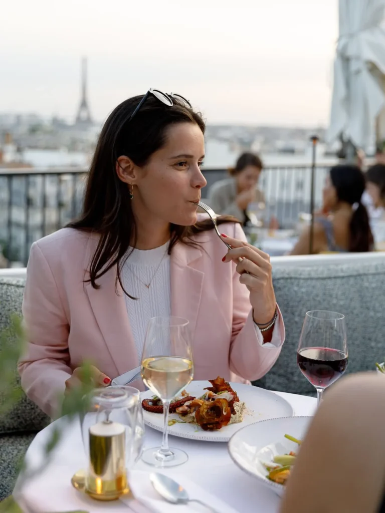 Dining at Perruche Paris with a view across Paris