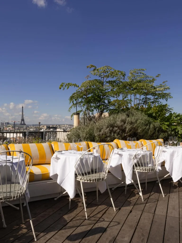 Perruche Paris rooftop terrace with Paris skyline views