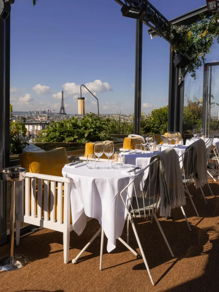 Perruche Paris terrace with views across the Paris skyline