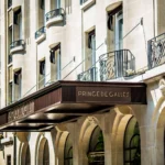 Elegant exterior entrance of the Prince de Galles Paris hotel
