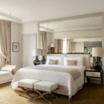 Elegant luxury bedroom with classic decor at the Prince de Galles Paris
