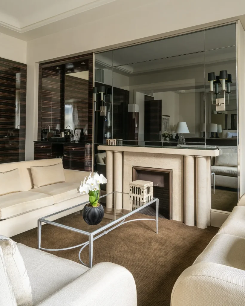 Spacious luxury suite interior at the Prince de Galles Paris