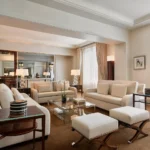 Elegant suite living room at the Prince de Galles Paris