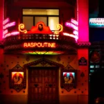 Illuminated entrance to Raspoutine Dubai