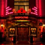 Illuminated Raspoutine Paris nightclub entrance