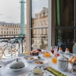 Breakfast table with a view over Place Vendôme from the Ritz Paris