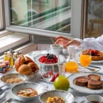 Breakfast pastries, fruit and drinks at the Ritz Paris