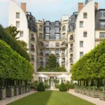 View of the Ritz Paris building from its landscaped garden
