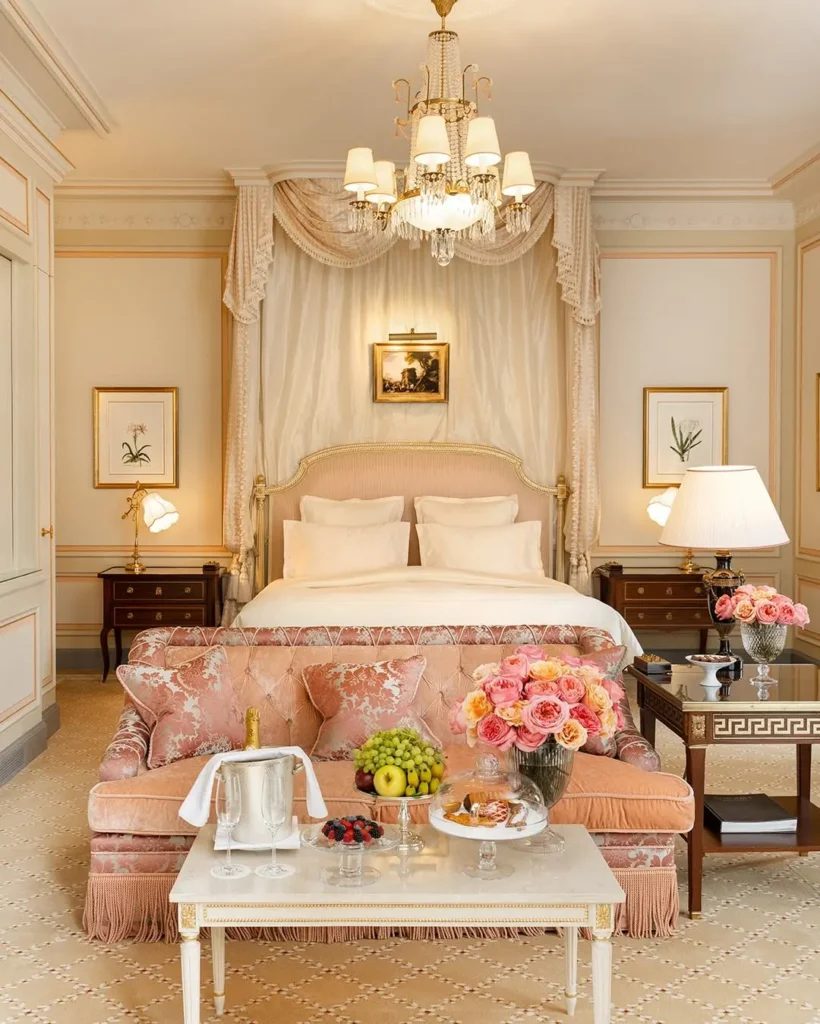 Elegant luxury bedroom with classic French decor at the Ritz Paris